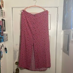 Plus Size Pink and Black Floral Maxi Skirt